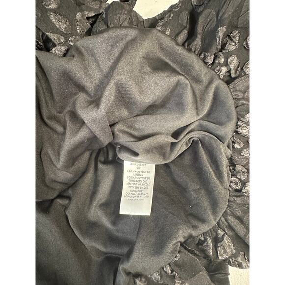 TCEC‎ Black Mini Dress Lacy Witchygoth Rave Spaghetti Strap Y2K Blousy Hem - Picture 10 of 12